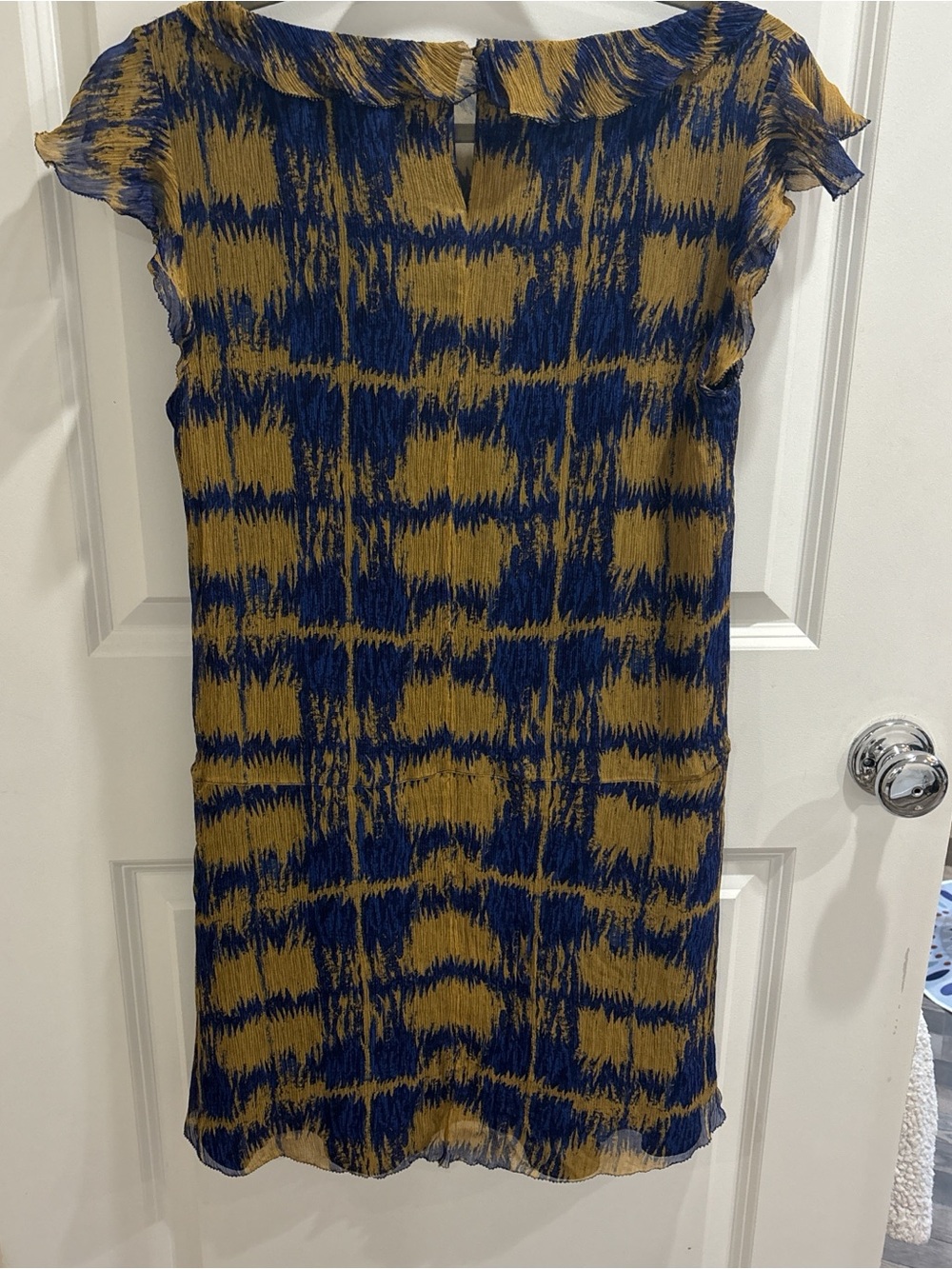 Coach Abstract Navy and Mustard Print Dress - Picture 6 of 8